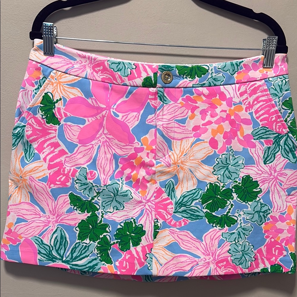 Floral Print Mini Skirt in Pink and Green